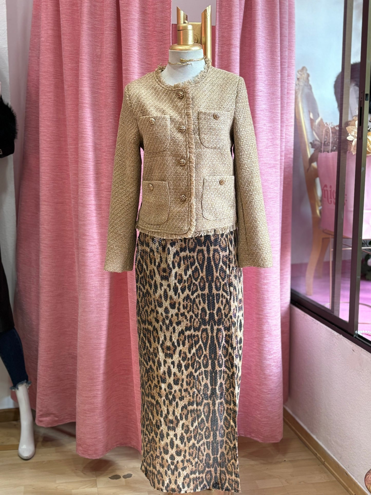 FALDA LENTEJUELAS LEOPARDO