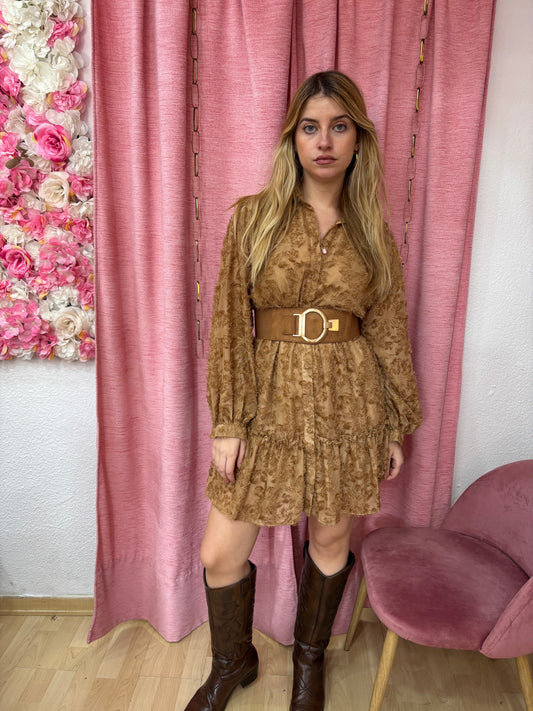 VESTIDO CAMEL FLECADO
