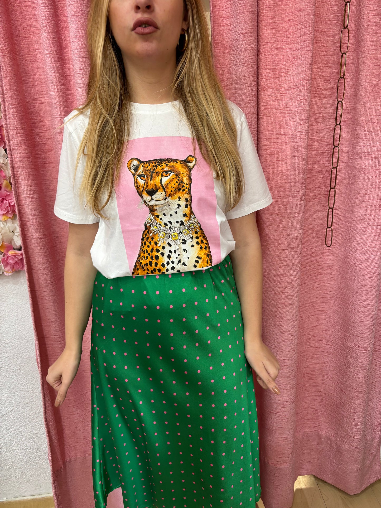 FALDA VERDE SATINADA