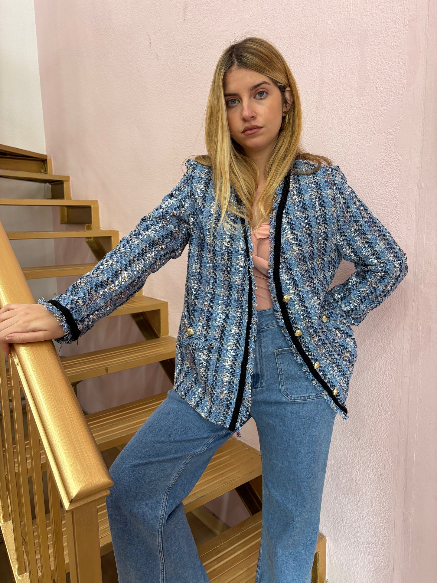 CHAQUETA TWEED AZUL