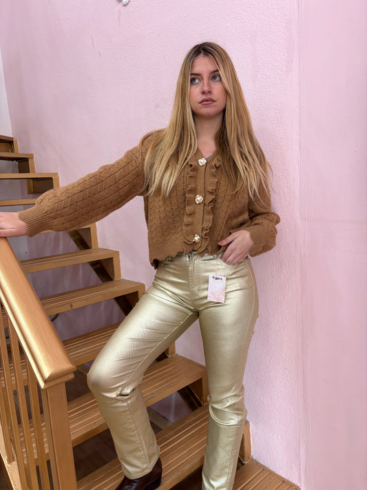 PANTALÓN  DORADO TIRO ALTO