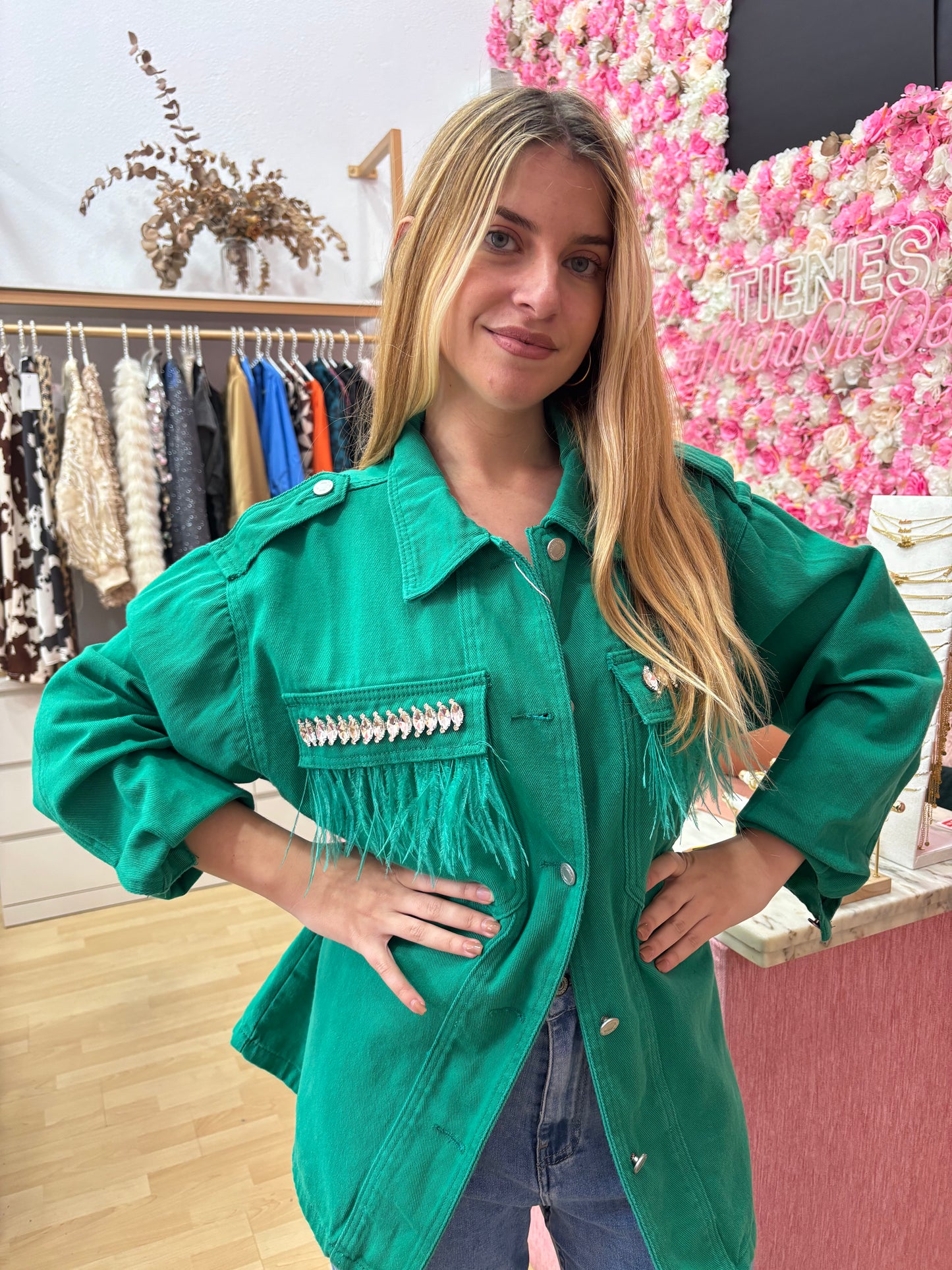 PARKA JOYA PLUMAS VERDE