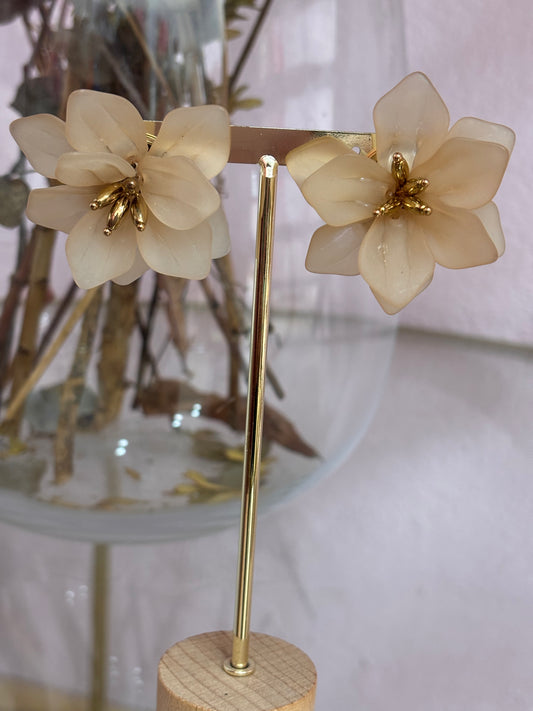 PENDIENTES FLOR BEIGE