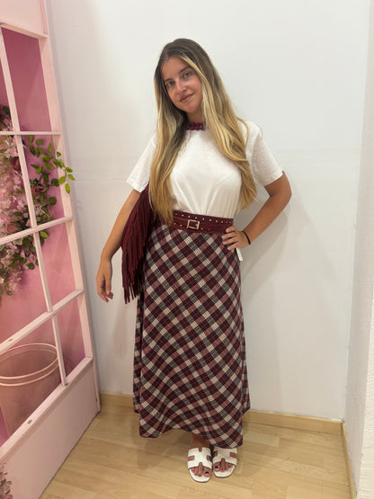 FALDA BURDEOS CUADROS KATI