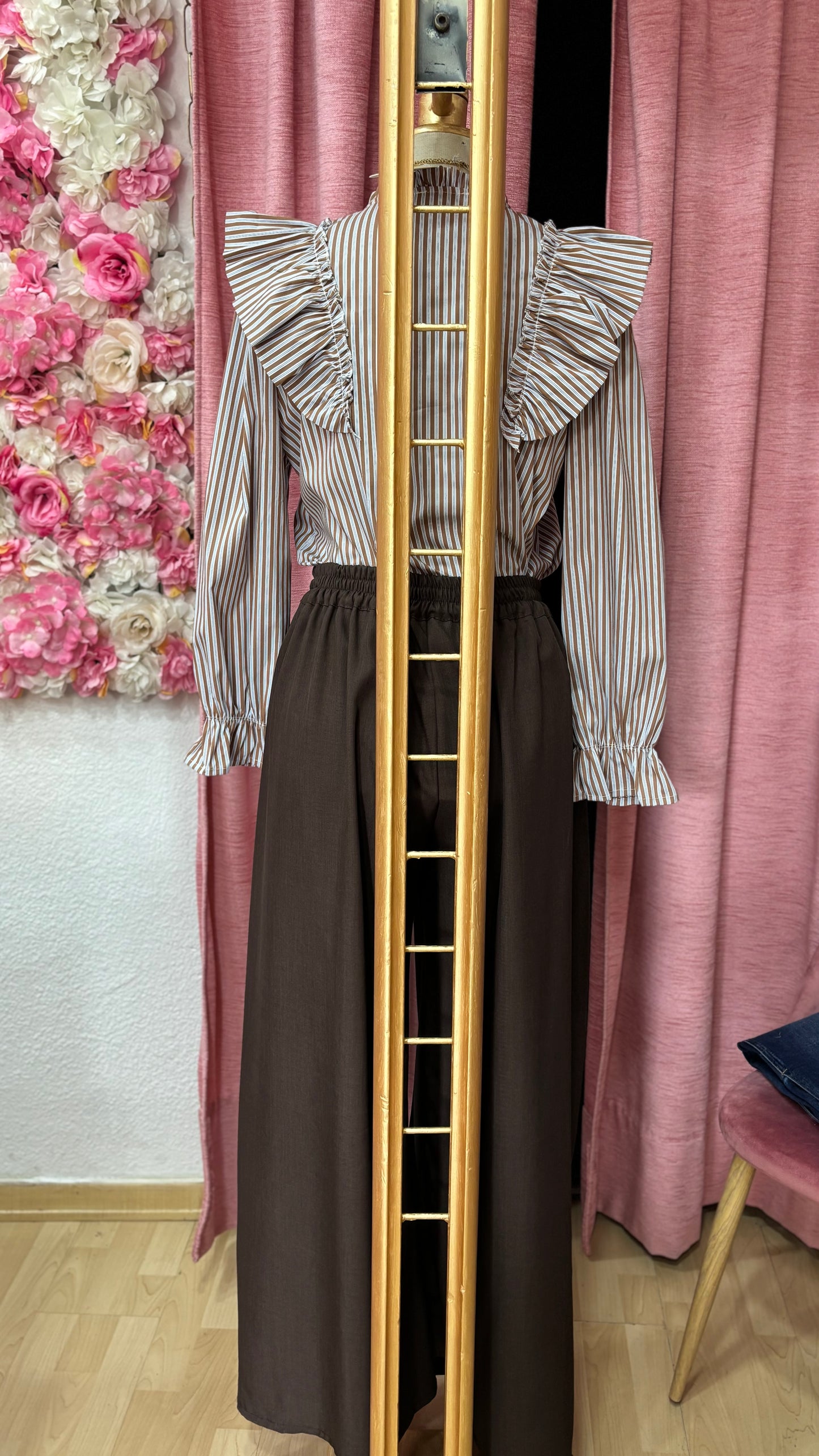 CAMISA RAYAS MARRÓN