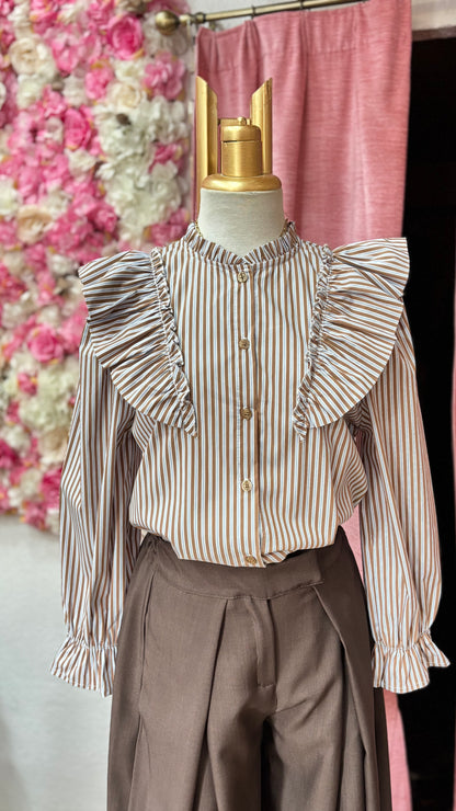 CAMISA RAYAS MARRÓN