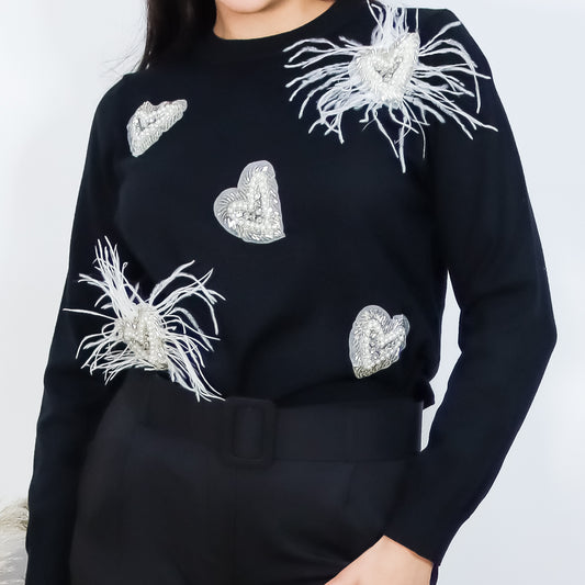 JERSEY CORAZONES PLUMAS