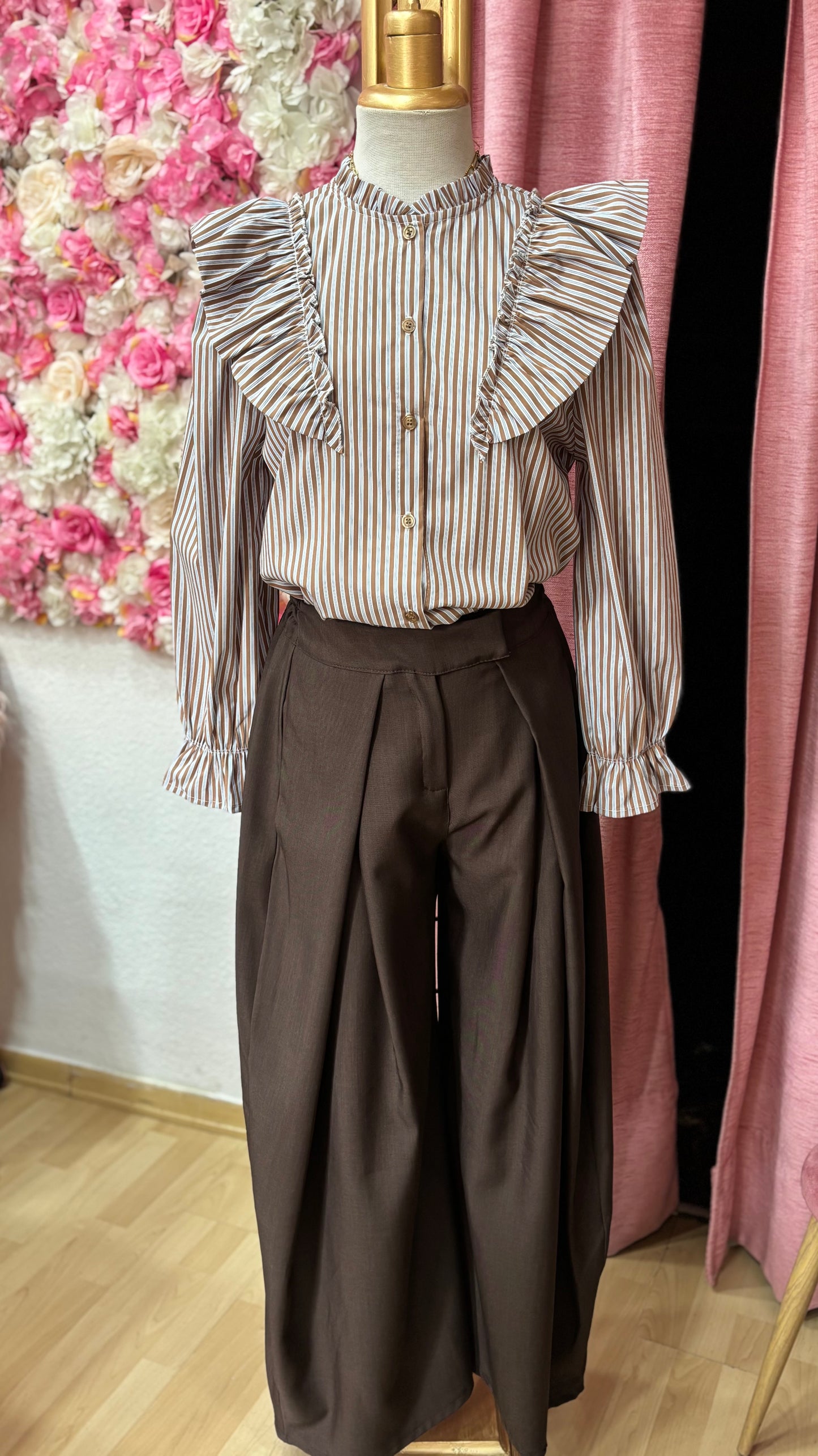 CAMISA RAYAS MARRÓN