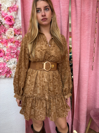 VESTIDO CAMEL FLECADO