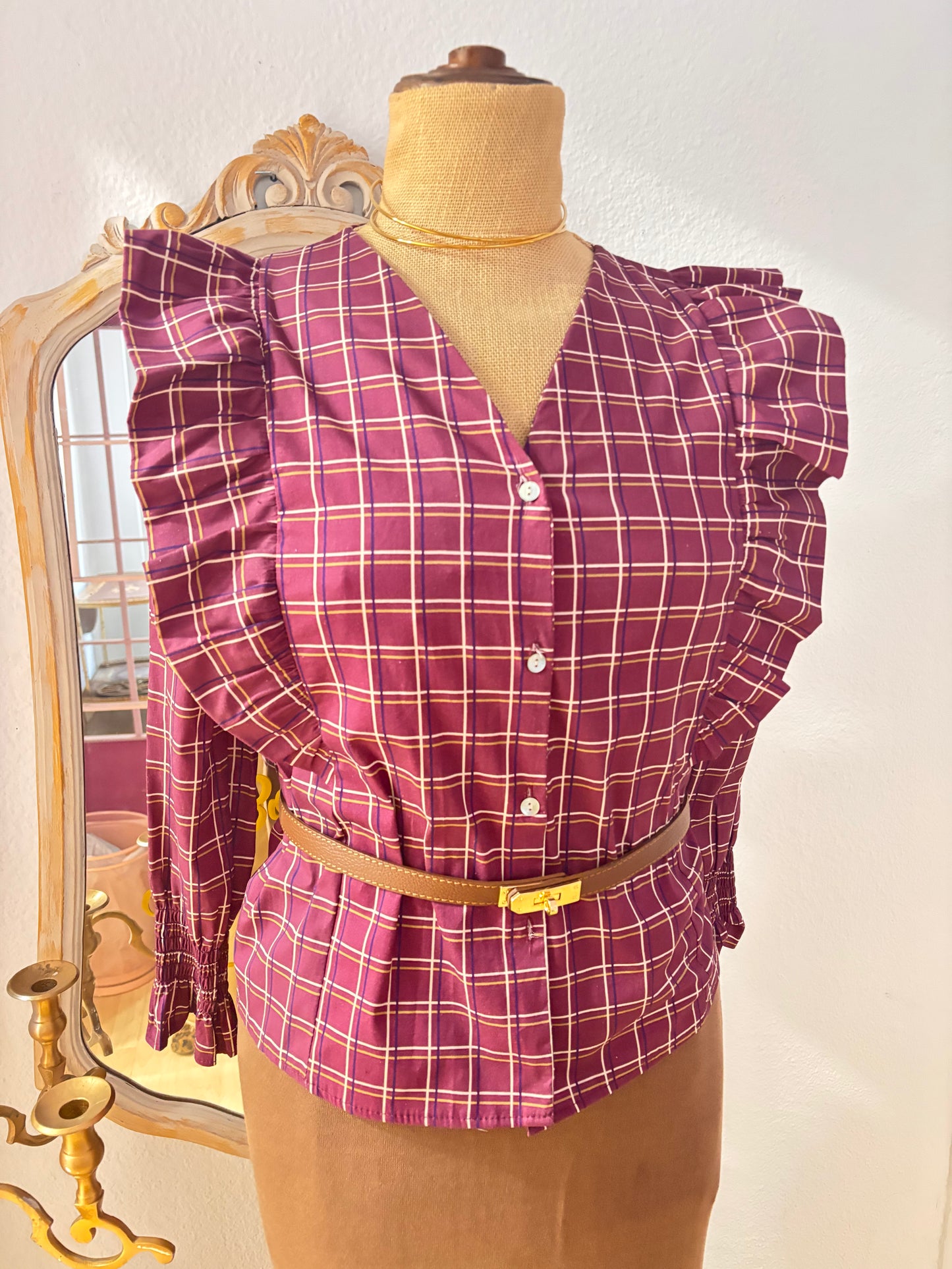 CAMISA DE CUADROS BURDEOS